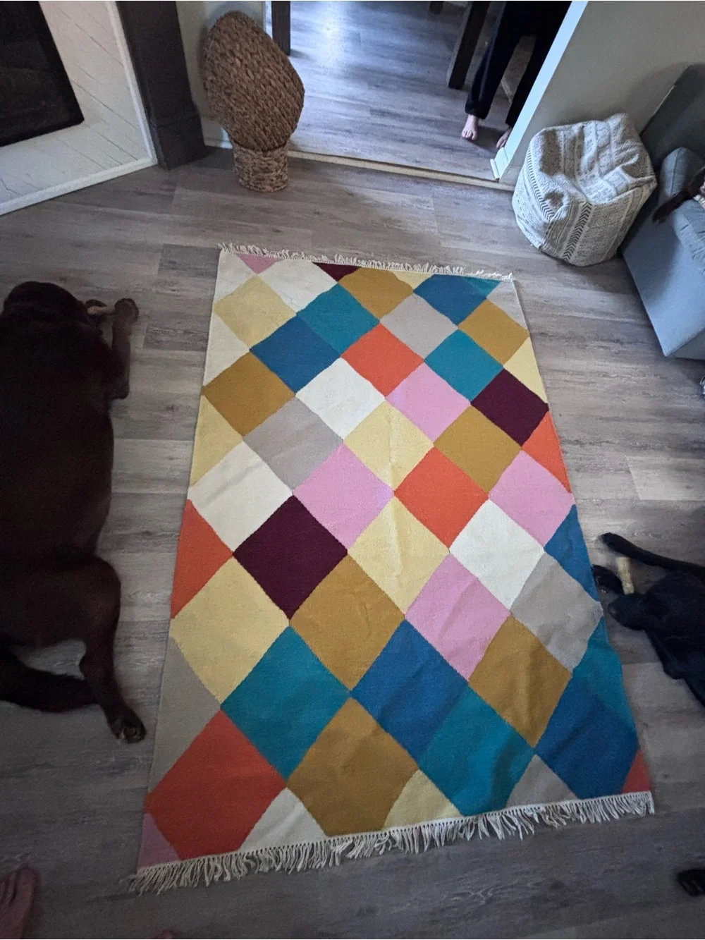IKEA Vinderod Colorful Diamond Pattern Area Rug - Multicolor limited edition